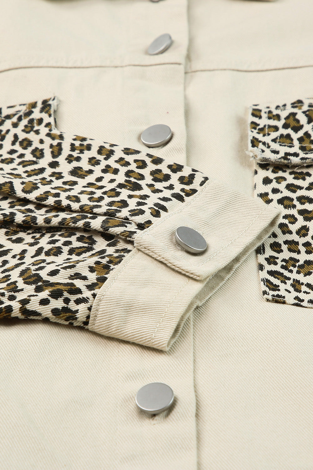 Plus Size Leopard Print Denim Jacket