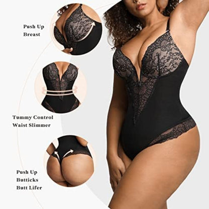 Plus Size Lace Shapewear Bodysuit - Plus Size XL-4XL - View 2