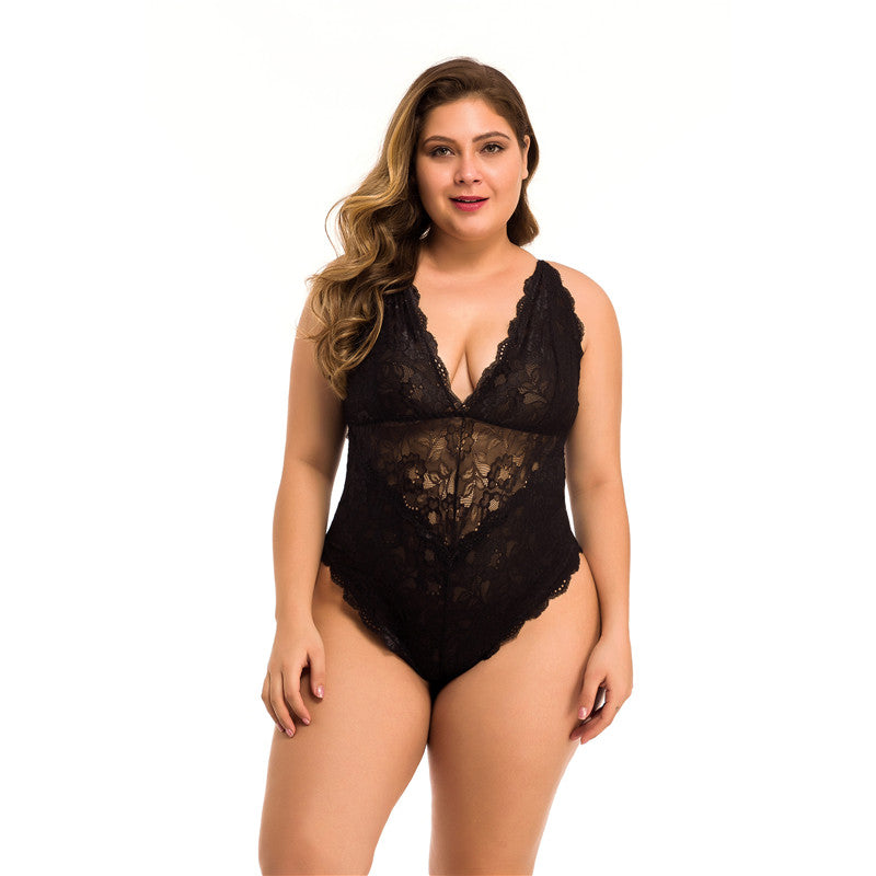 Plus Size Lace Mesh Sexy Lingerie - Plus Size XL-4XL - View 9