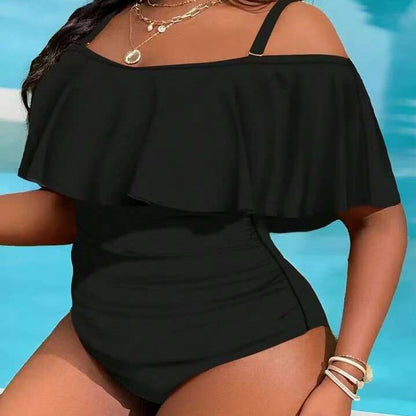 Plus Size Tummy-Control One-Piece Swimsuit - Plus Size Clothing