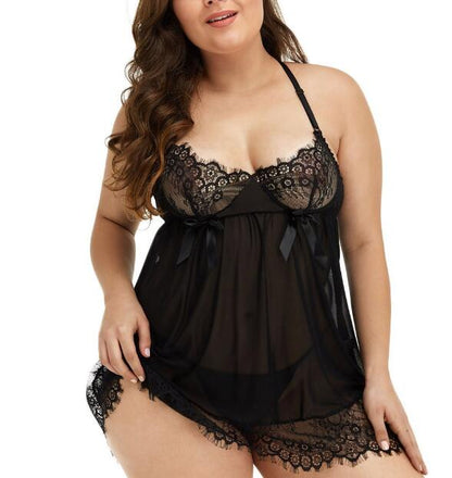 Plus Size Lace Suspender Skirt Nightwear - Plus Size XL-4XL - View 1