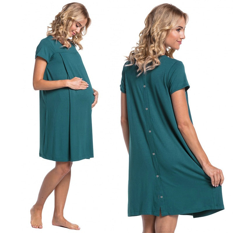 Plus Size Maternity Delivery Hospital Gown Short Sleeve