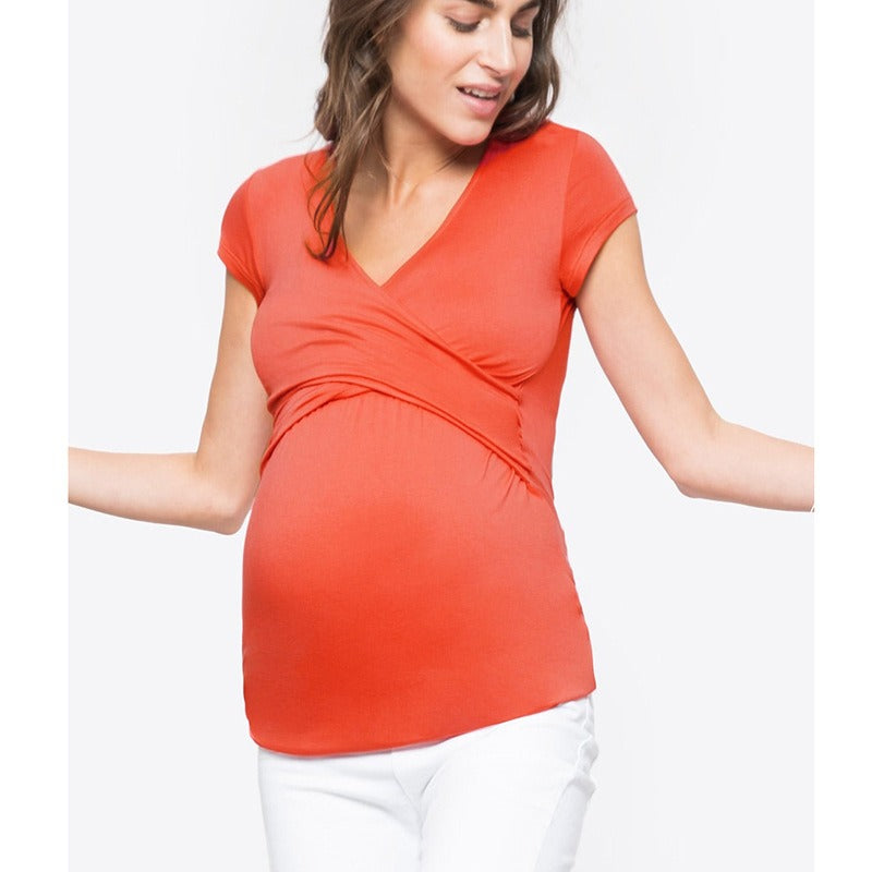 Plus Size Summer Nursing Deep V-Neck Top