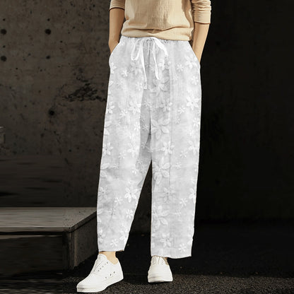 Plus Size Lace-Up Cropped Casual Pants