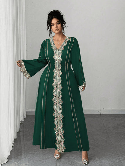 Plus Size Elegant Vintage Lace Maxi Dress - Plus Size XL-4XL - View 8