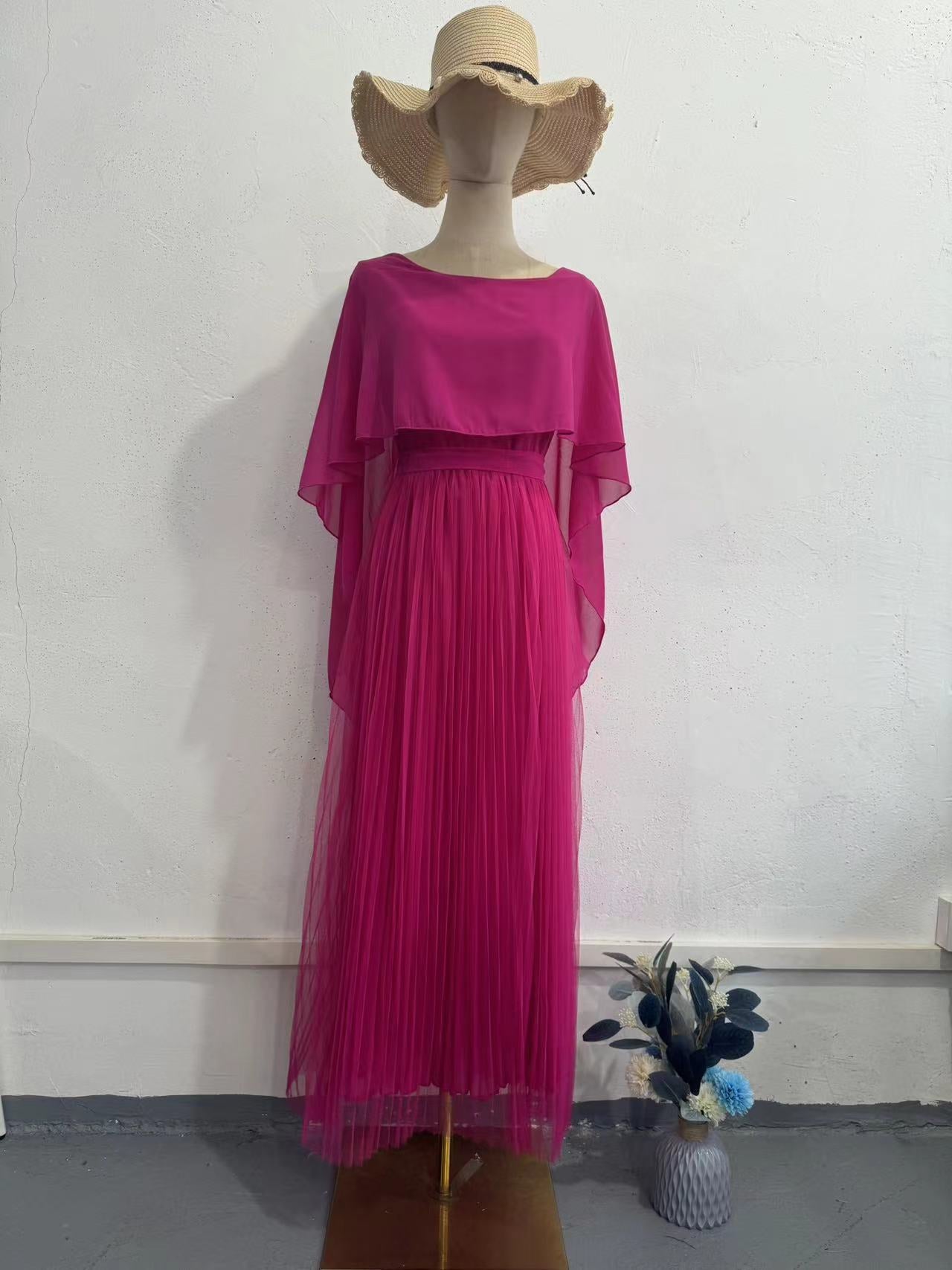 Plus Size Maxi Dress with Puff Skirt and Three-Quarter Sleeves