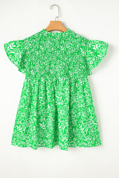 Plus Size Floral Flutter Sleeve Blouse - Plus Size XL-4XL - View 6