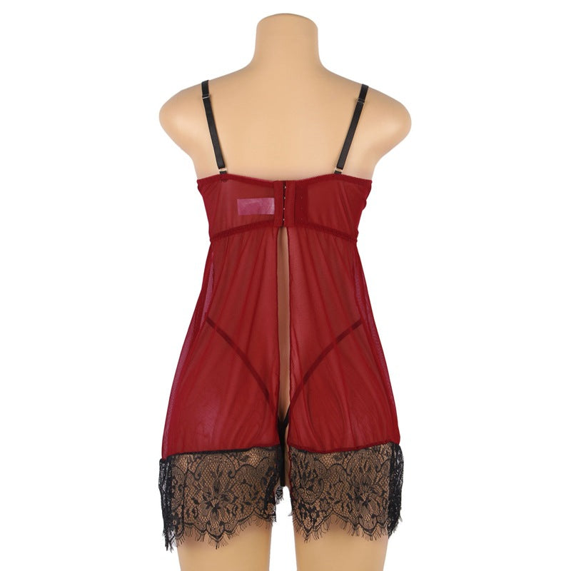 Plus Size Sexy Backless Lace Slip Nightdress - Plus Size XL-4XL - View 3