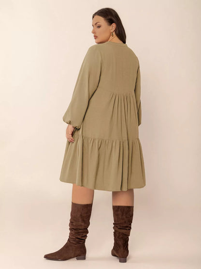 plus-size-tie-neck-balloon-dress