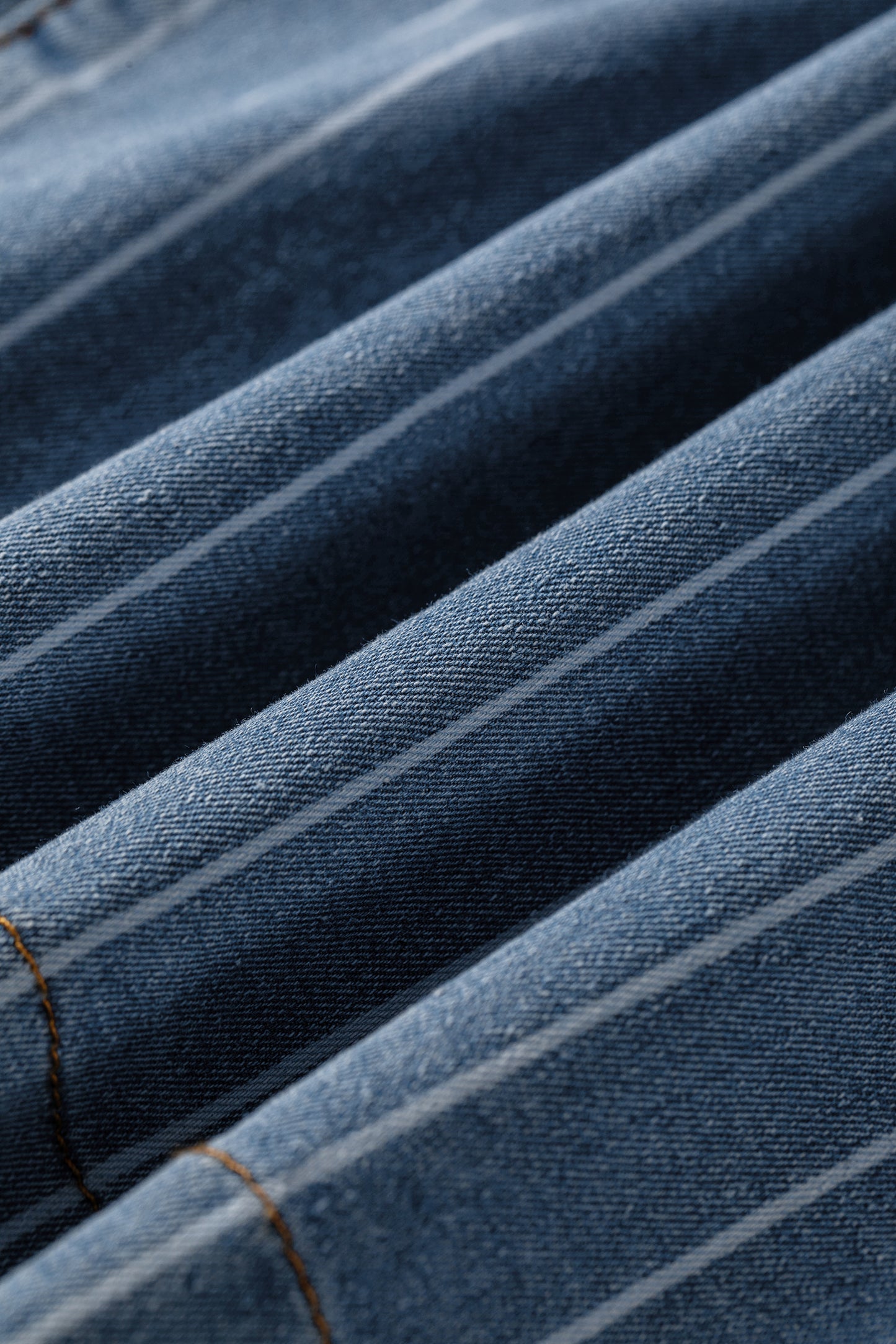 Plus Size Striped Buttoned Wide Leg Denim Pants