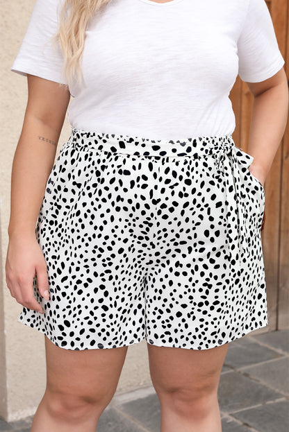 Plus Size High Waist Dalmatian Print Shorts