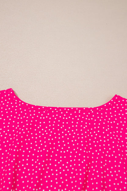 Plus Size Polka Dot Ruffled Smocked Midi Dress