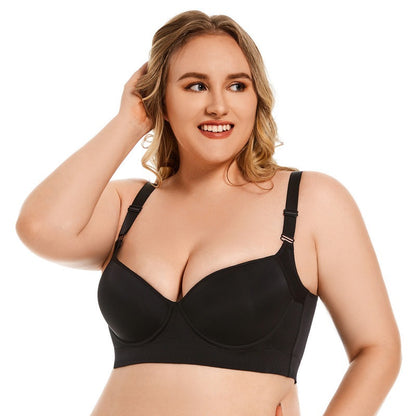 Plus Size Underwire Bra with Back Beauty Support — front view