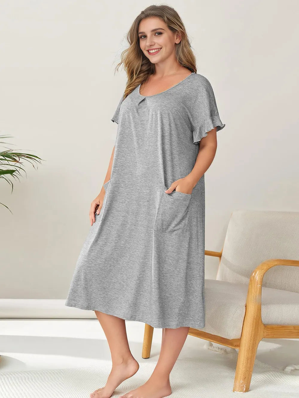 Plus Size Short Sleeve Lounge Dress