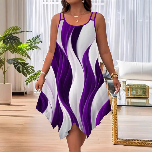 Plus Size Printed Sleeveless A-Line Dress