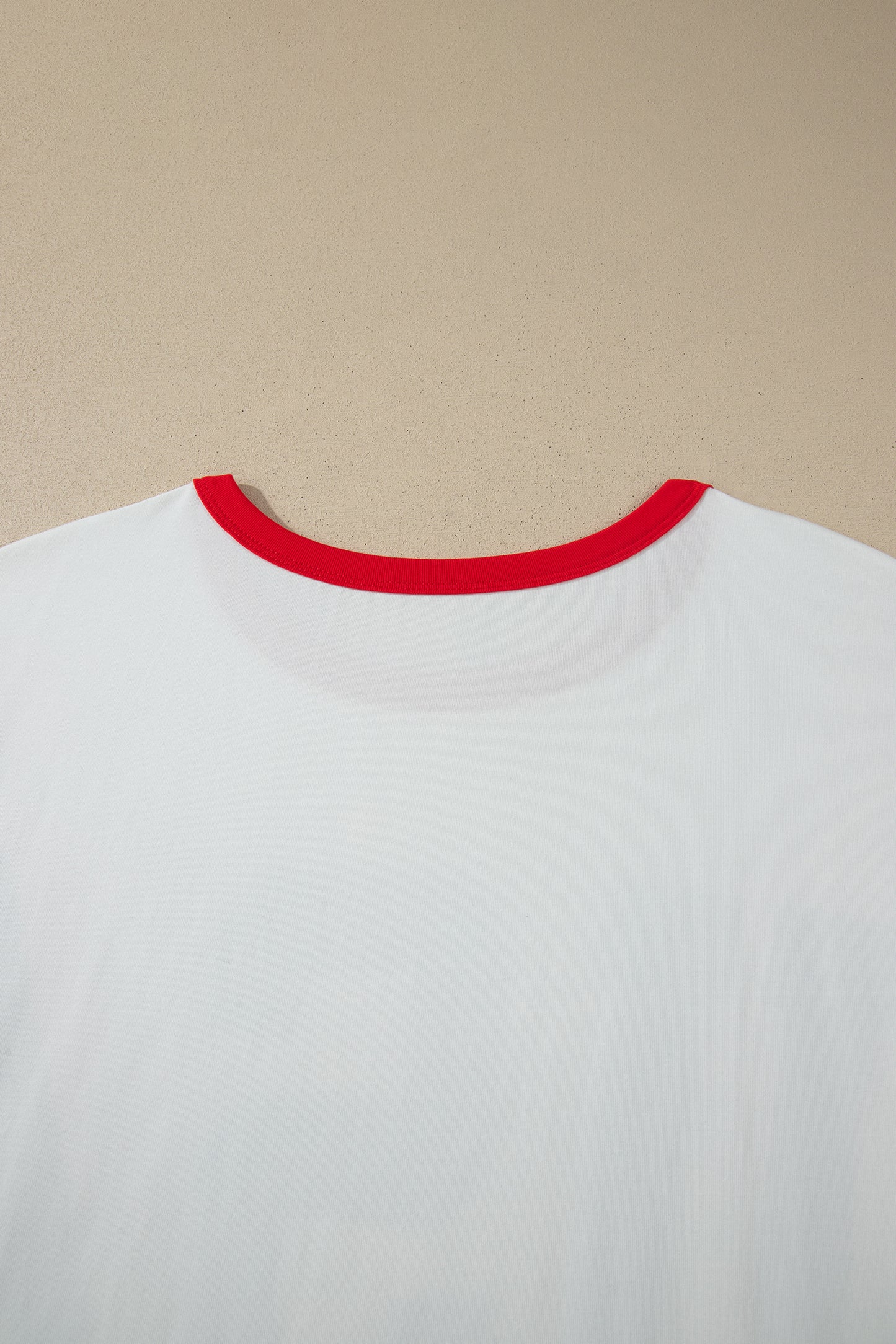 Plus Size Retro USA Striped Trim Short Sleeve Tee