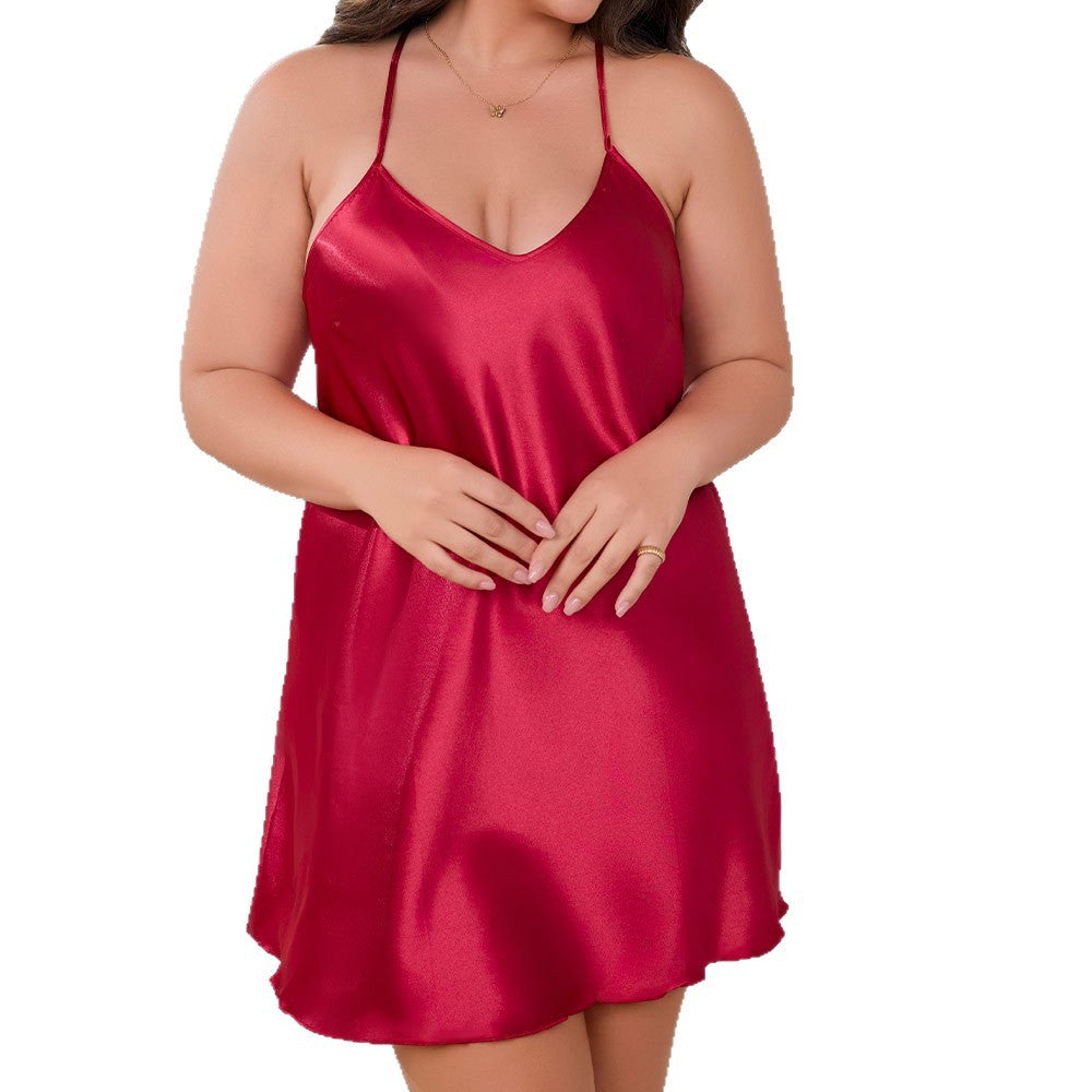 Plus Size Lace Sexy Short Nightdress Homewear