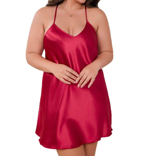 Plus Size Lace Sexy Short Nightdress Homewear