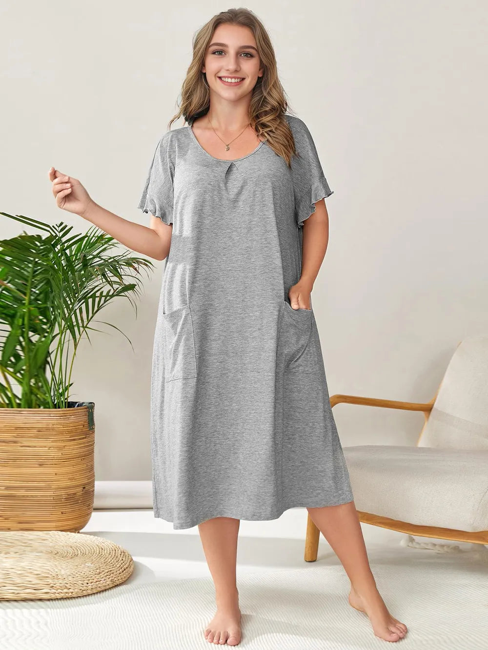 Plus Size Short Sleeve Lounge Dress