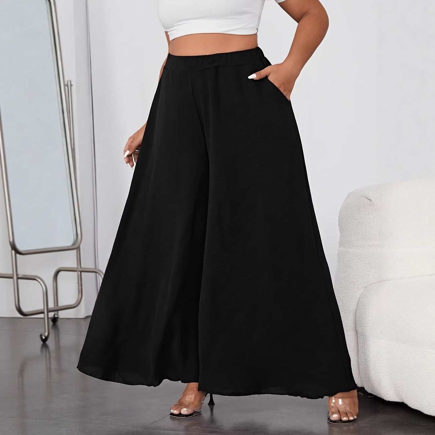 Plus Size Elegant Commuter Wide Leg Pants