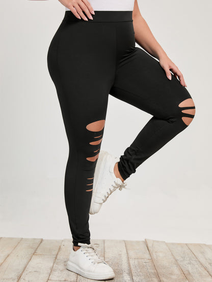 Plus Size Distressed Hole Leggings - Plus Size XL-4XL - View 5