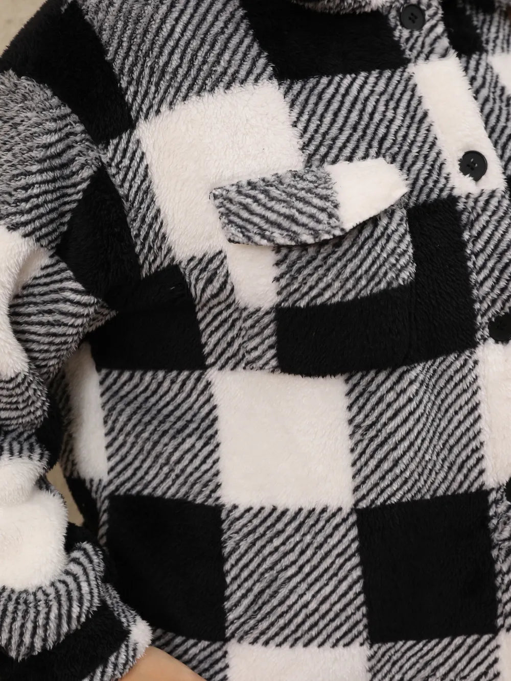 Plus Size Pocketed Plaid Collared Jacket
