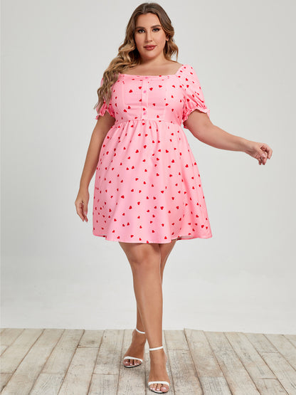 Plus Size Commuter Square Collar Dress - Plus Size XL-4XL - View 3
