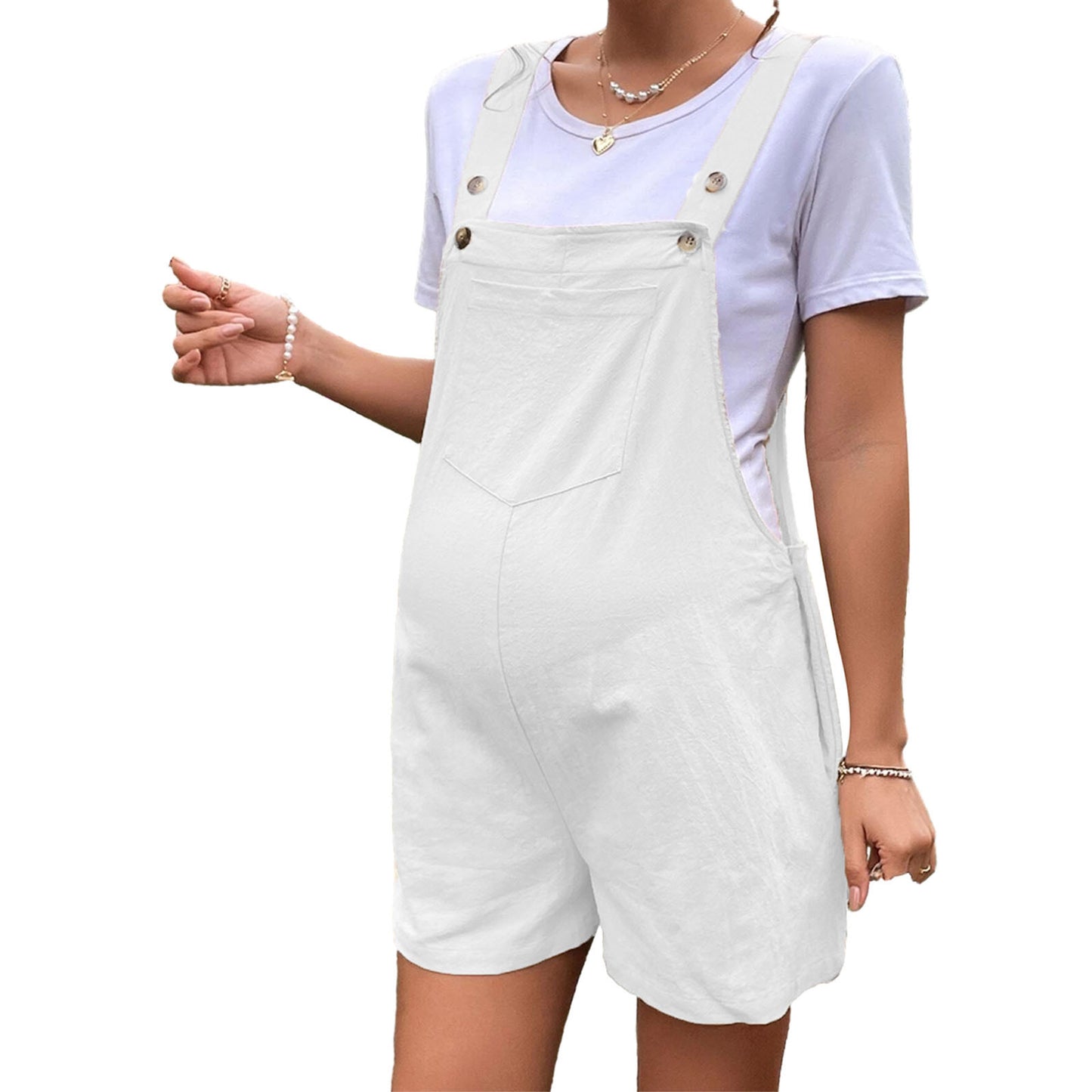 casual breathable maternity shorts adjustable waistband with suspenders five-quarter length - Plus Size Clothing