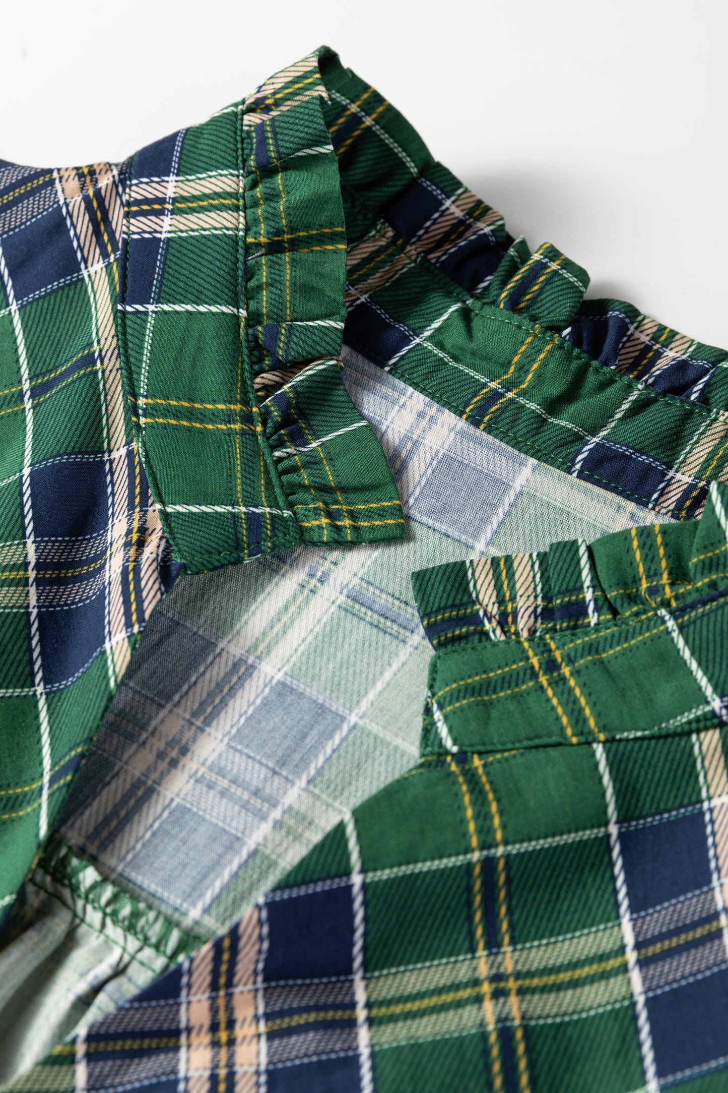 Plus Size Green Plaid Long Sleeve Notched Neck Shift Mini Dress - Plus Size XL-4XL - View 4