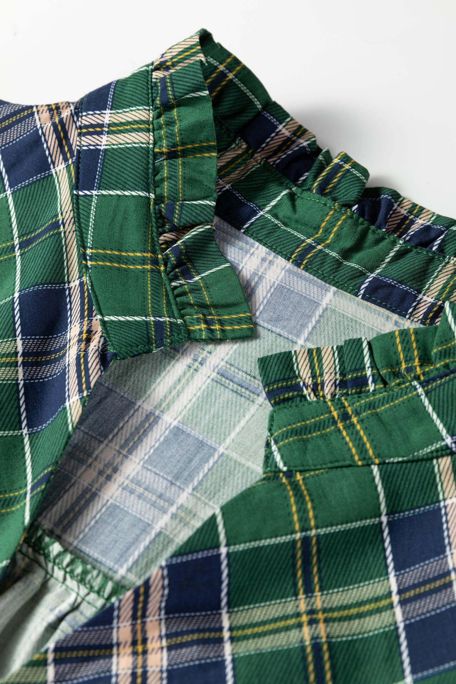Plus Size Green Plaid Long Sleeve Notched Neck Shift Mini Dress - Plus Size XL-4XL - View 4