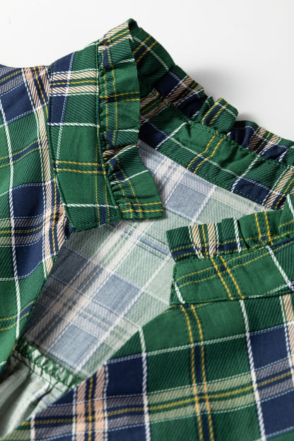Plus Size Green Plaid Long Sleeve Shift Mini Dress - Plus Size XL-4XL - View 4