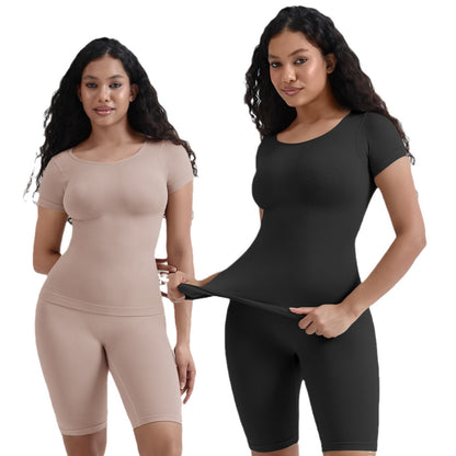 Plus Size Seamless Shapewear Tummy Control Set - Plus Size Clothing
