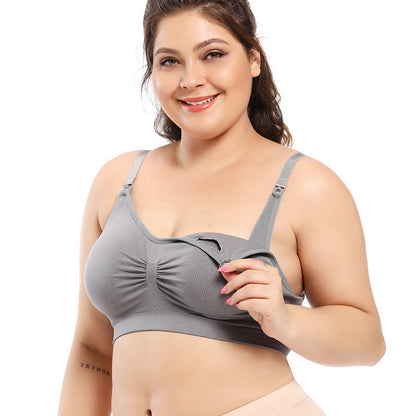 Plus Size Nursing Bra with Adjustable Front Buckle - Plus Size Clothing