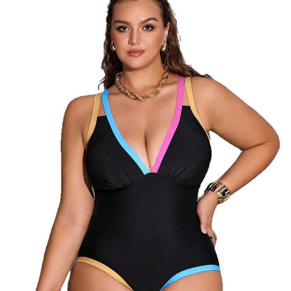 Plus Size Black One-Piece Swimsuit - Plus Size XL-4XL - View 1