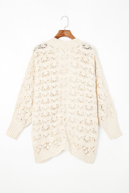 Plus Size Textured Knit Open Cardigan