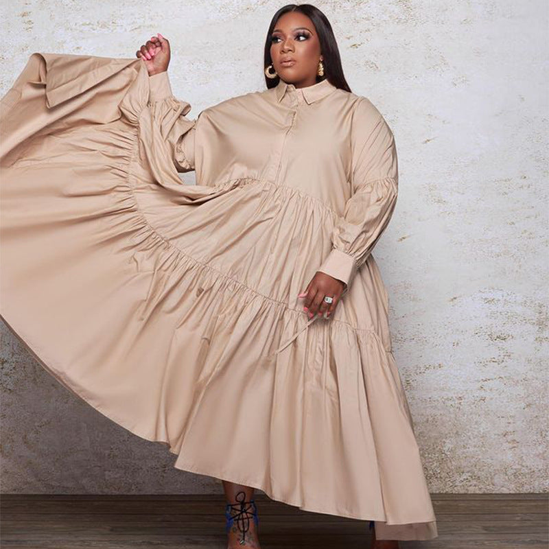 Plus Size Solid Loose Dress
