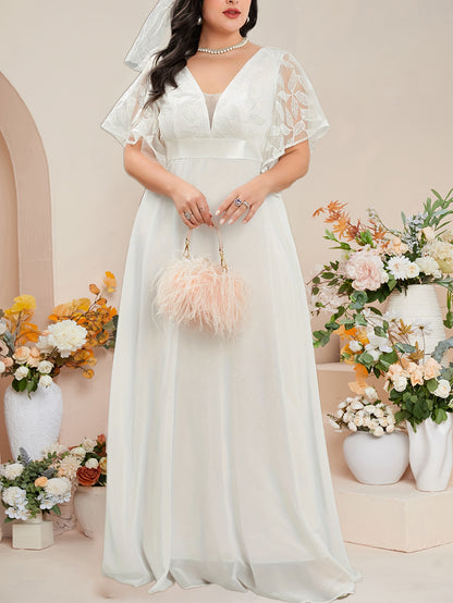 Plus Size Chiffon Wedding Gown - Plus Size XL-4XL - View 3