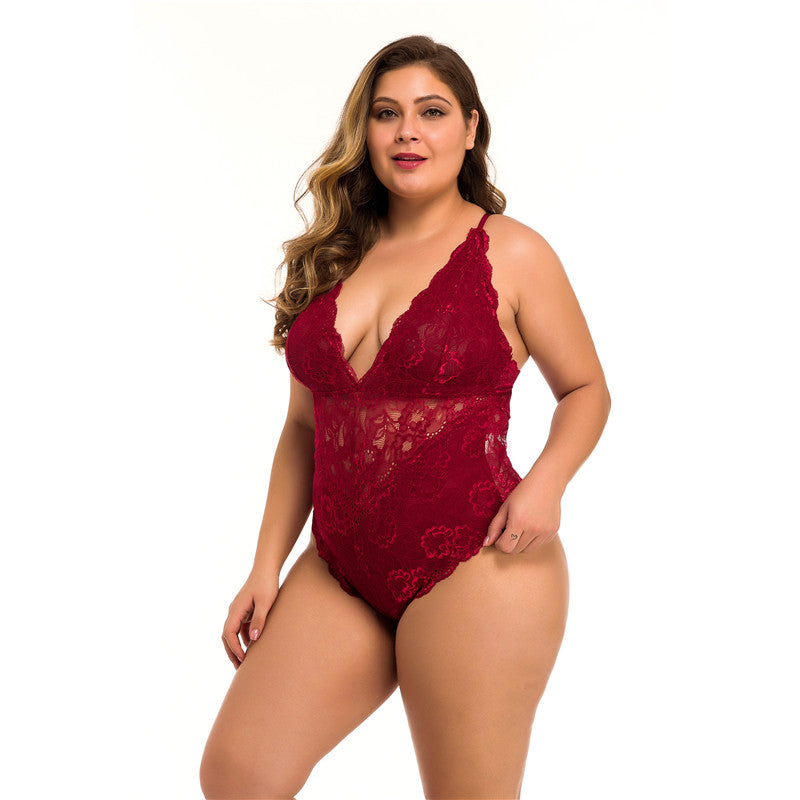 Plus Size Lace Mesh Sexy Lingerie - Plus Size XL-4XL - View 3