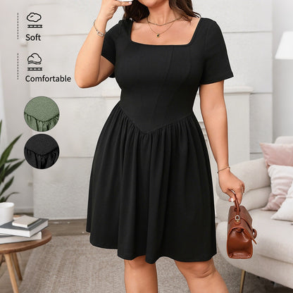Plus Size Elegant Office Midi Dress - Plus Size XL-4XL - View 1