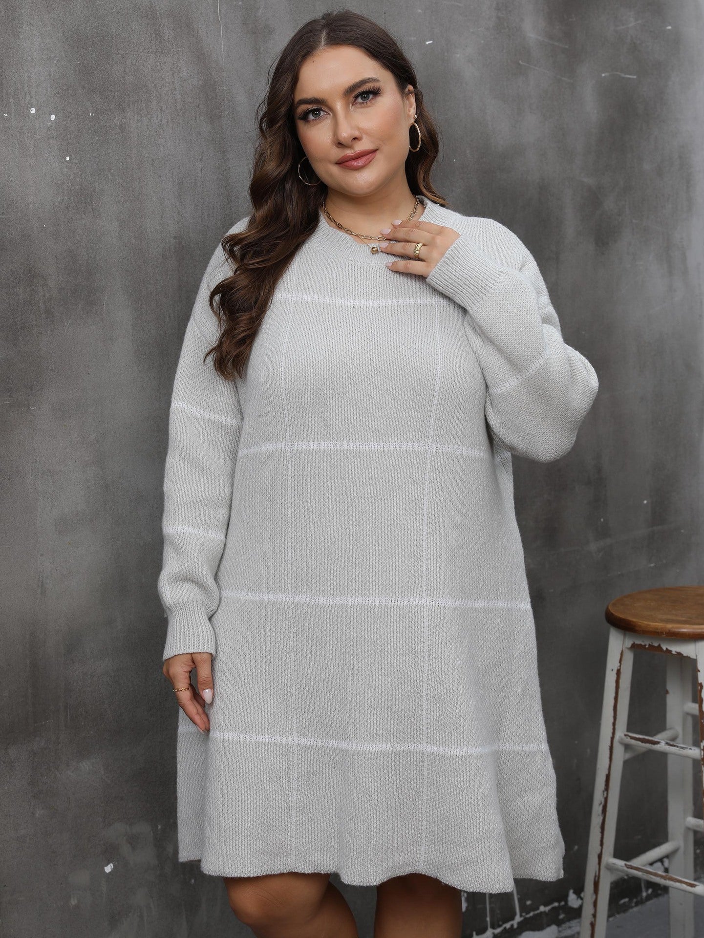 Plus Size Long Sleeve Sweater Dress