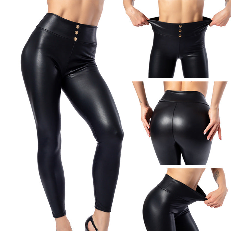 Plus Size Faux Leather High Waist Leggings