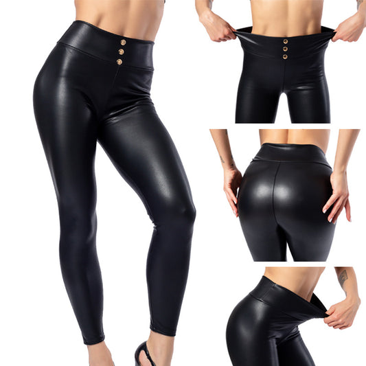 Plus Size Faux Leather High Waist Leggings