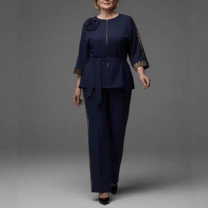 Plus Size Elegant Patchwork Casual Pant Set