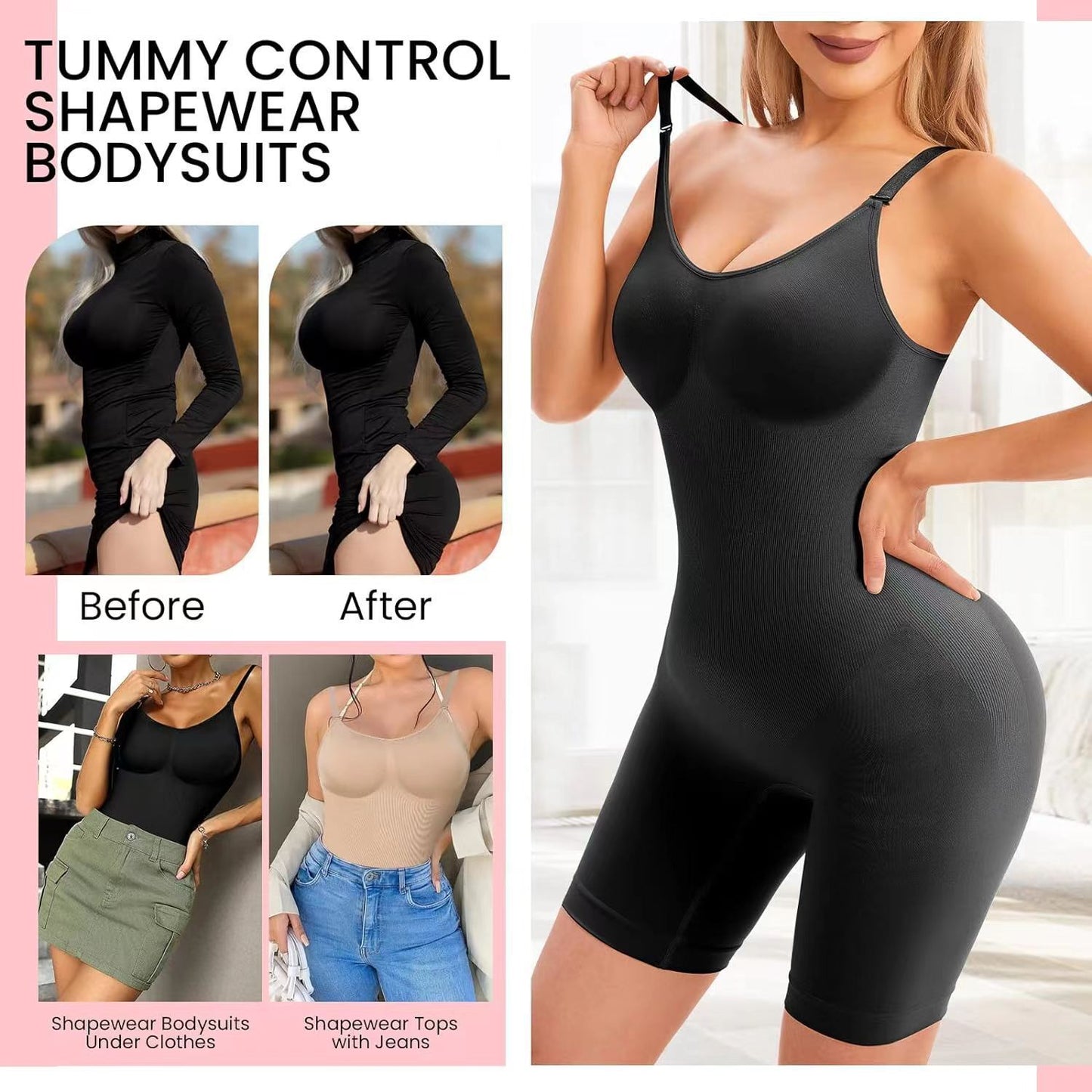 Plus Size Seamless Shapewear Jumpsuit Long Leg