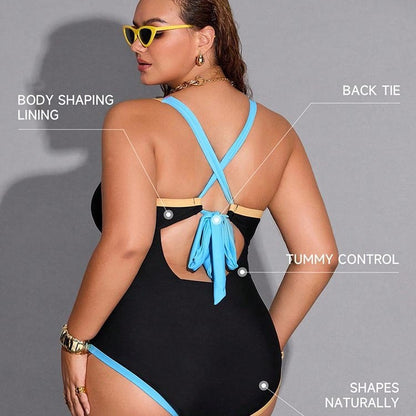 Plus Size Black One-Piece Swimsuit - Plus Size XL-4XL - View 4