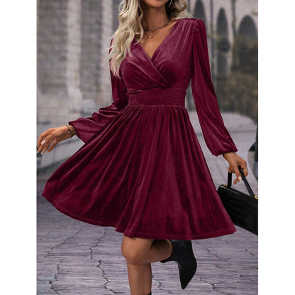 Plus Size Fashionable Commuter Long Sleeve Midi Dress