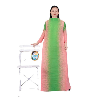 Plus Size Multicolor Geometric Print Long Sleeve Dress