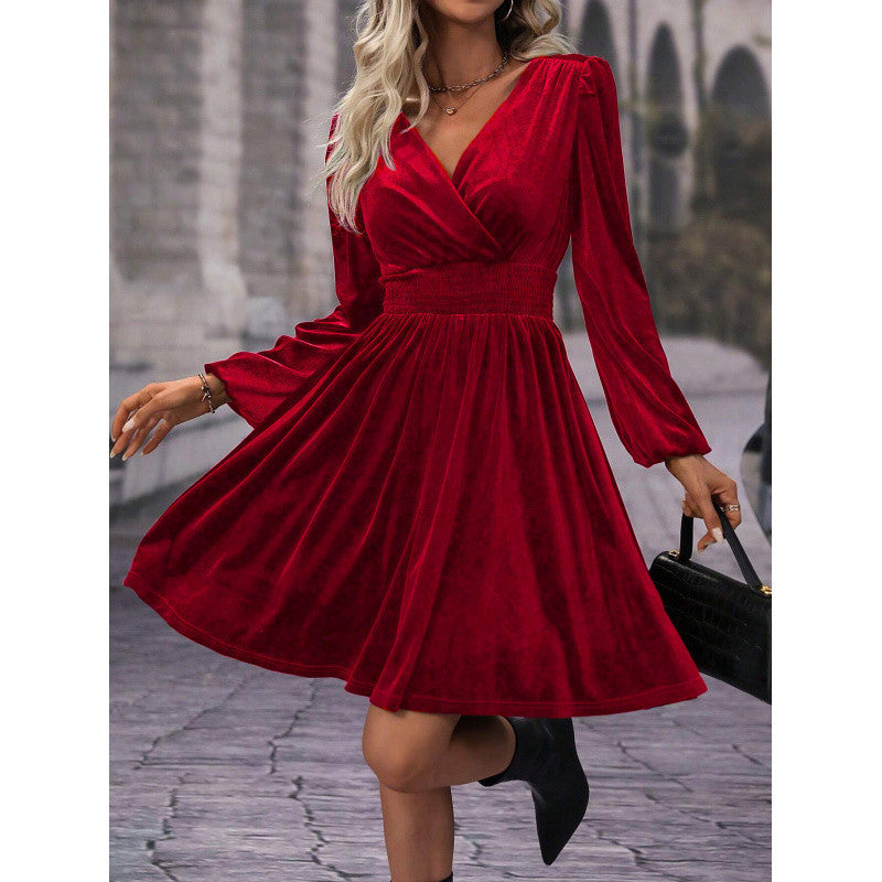 Plus Size Fashionable Commuter Long Sleeve Midi Dress