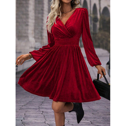 Plus Size Fashionable Commuter Long Sleeve Midi Dress
