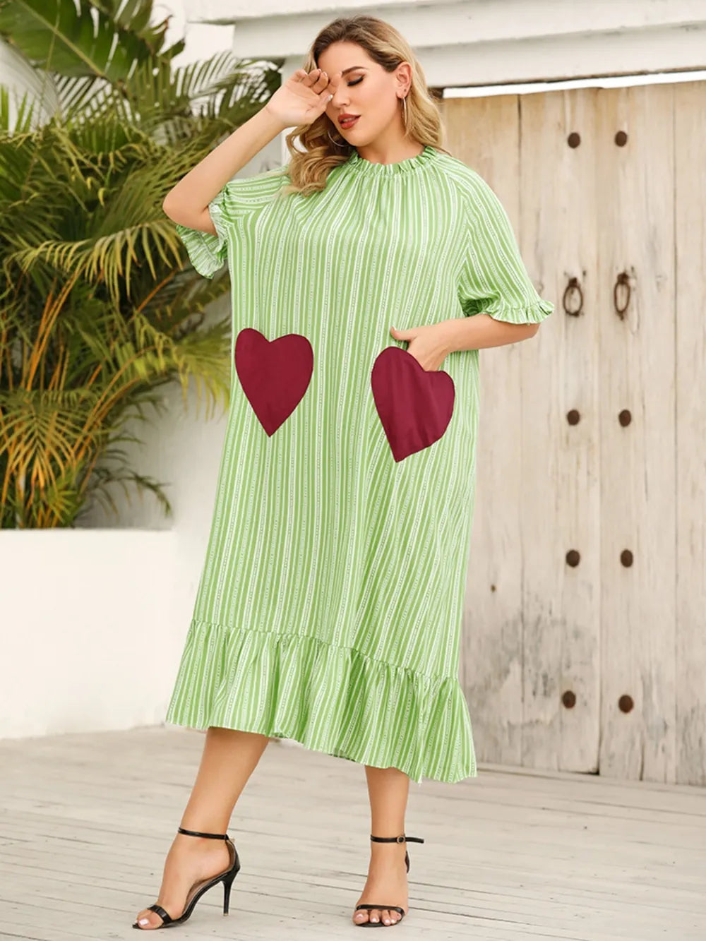 Plus Size Heart Half Sleeve Dress